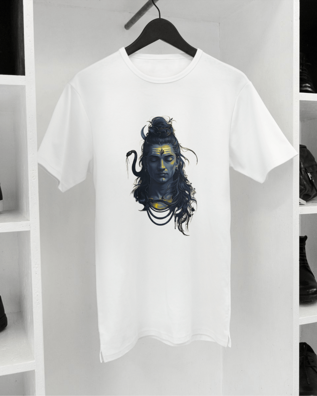 Lord Shiva Printed T-Shirt – Spiritual Graphic Tee in White - Inkognito