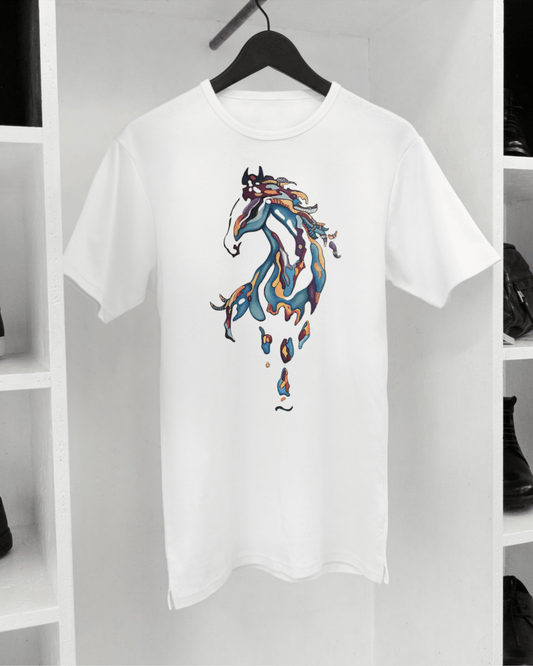 Abstract Stallion T-Shirt – White Graphic Tee by Inkognito - Inkognito