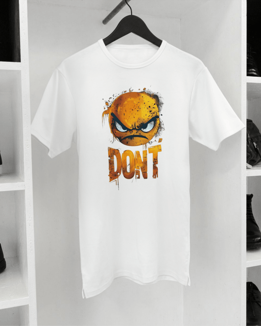 Angry Emoji "DON’T" Graphic Tee – White Printed T-Shirt - Inkognito
