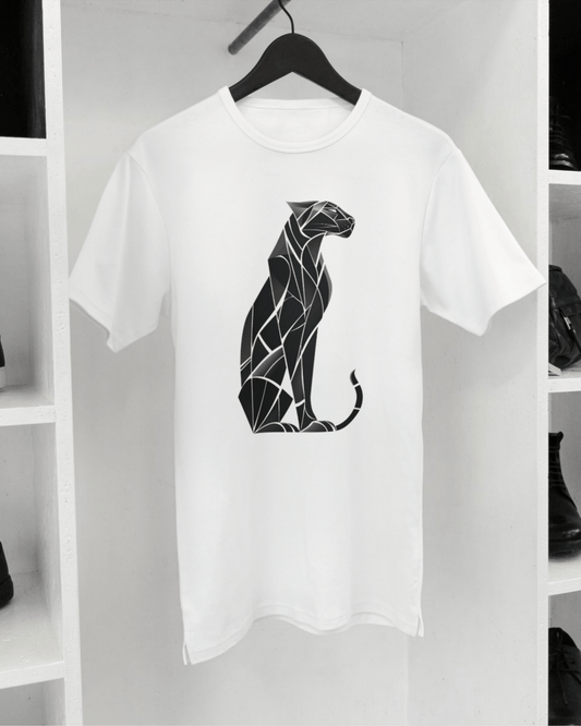 Geometric Panther T-Shirt – White Graphic Tee by Inkognito - Inkognito